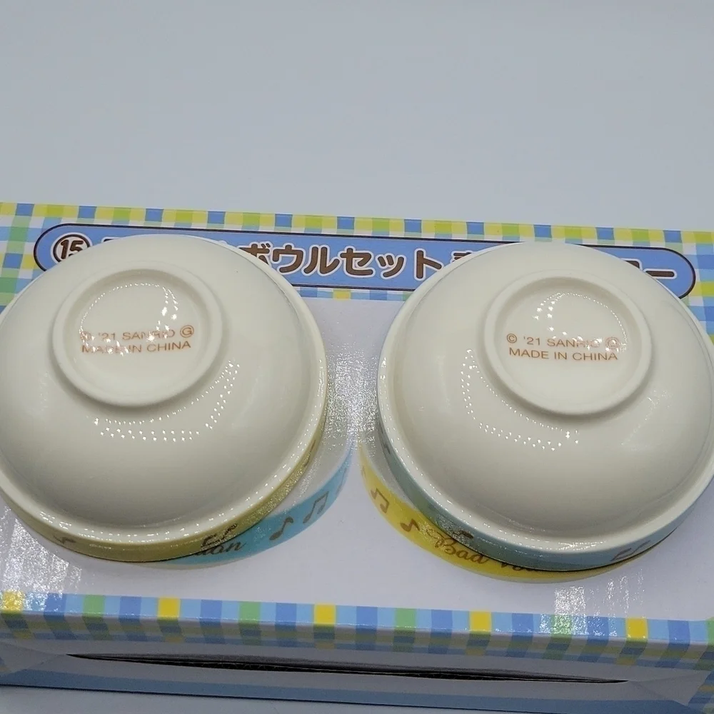 New Sanrio Badtz Maru & Hangyodon Ceramic Bowls Japan Kuji Exclusive